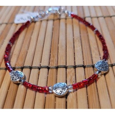 B17 Red Crystal w/oval beads - Bracelet