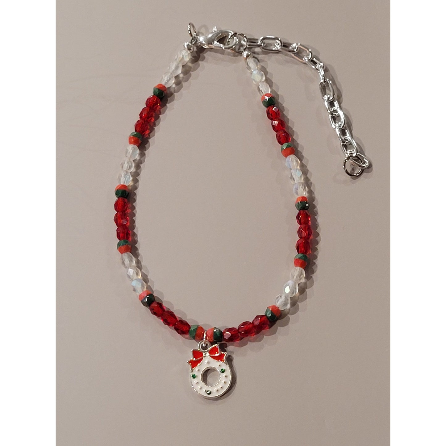 X Christmas Wreath Anklet with Extension Chain