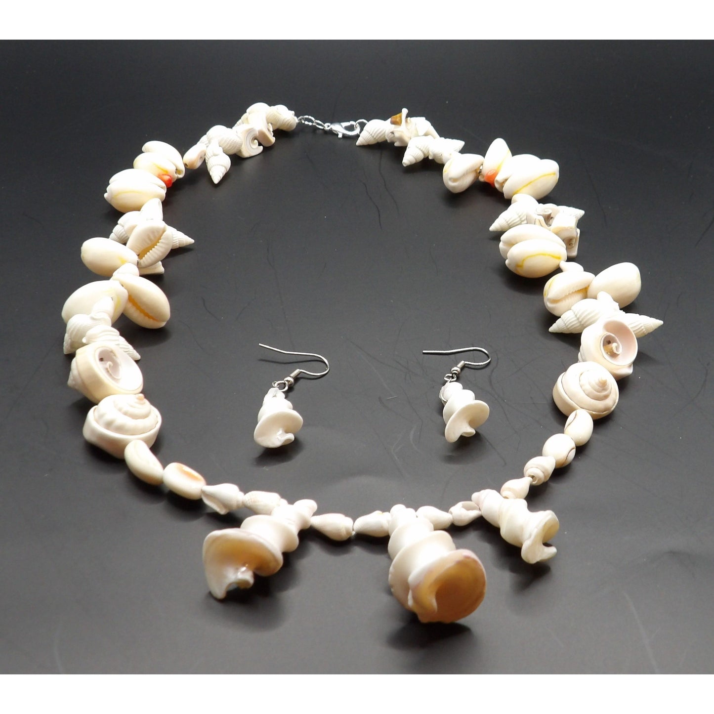JS13 Spiral Shell Necklace with Matching Earrings