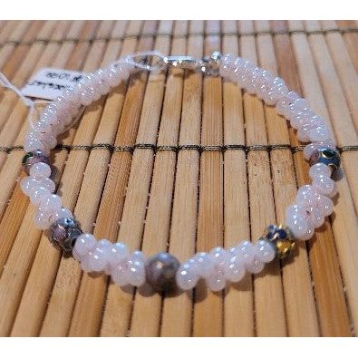B16 Pink Offset Beads with Cloisonné Beads