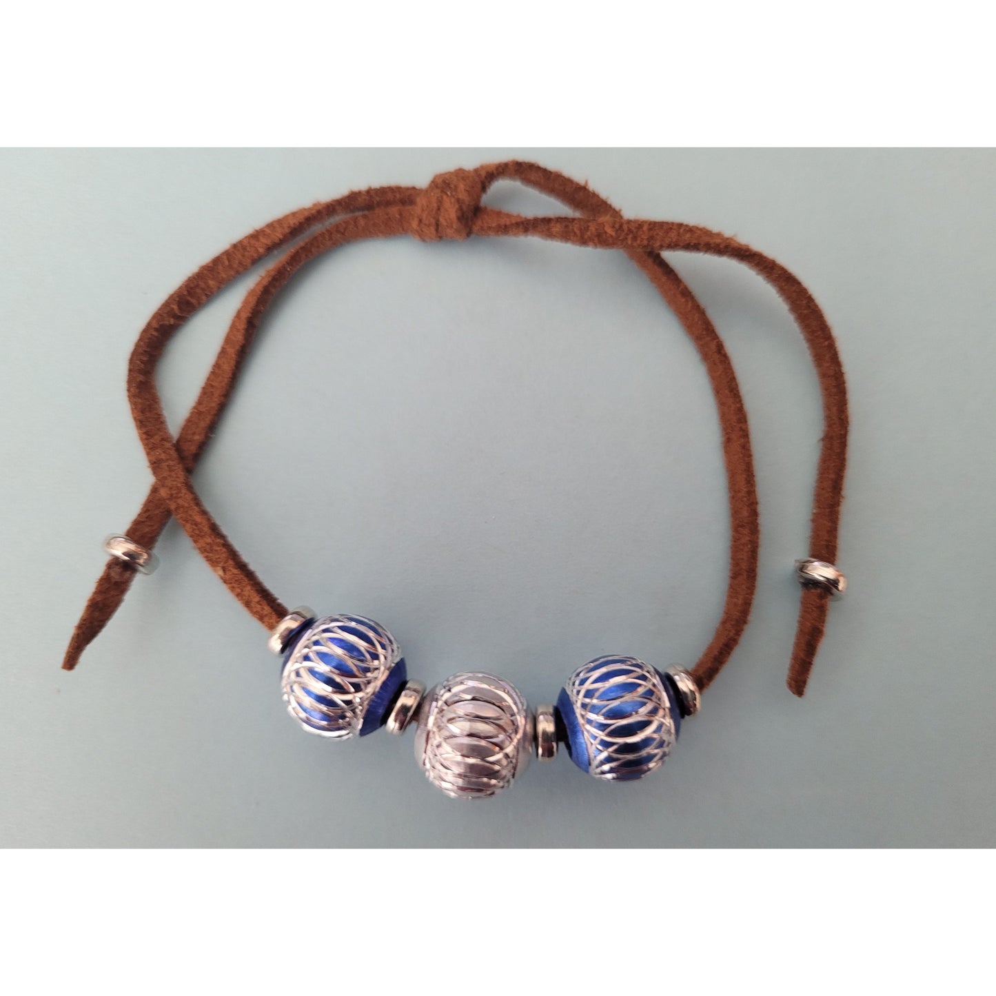 B2 Aluminum Beads (3) with leather band