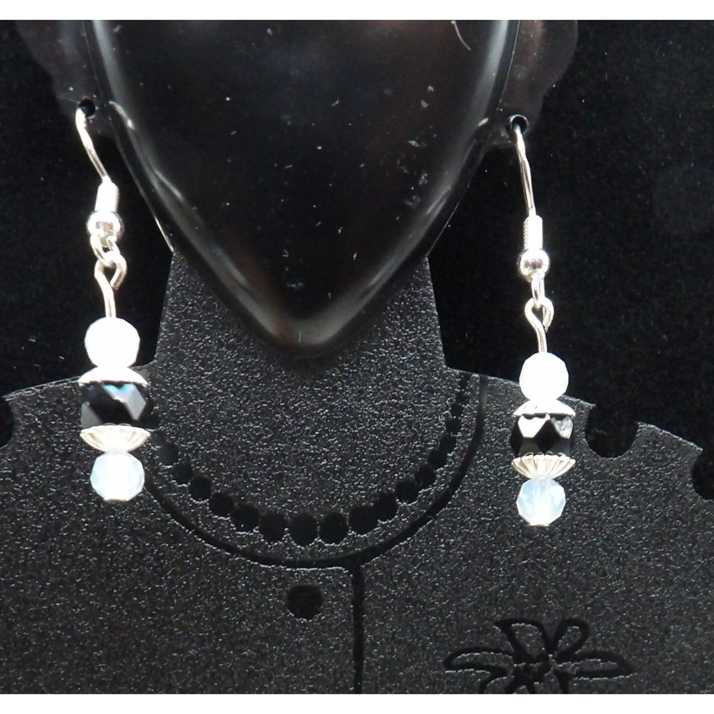 E13 - Black Crystals with Opalesque Crystals