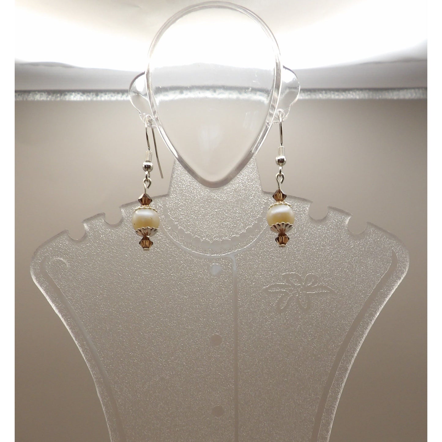 E16 - Pearls with Topaz Crystals - Earrings