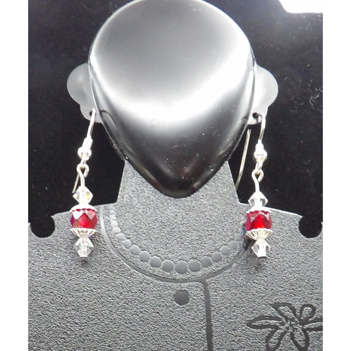 E29 Red & Clear Crystals Earrings
