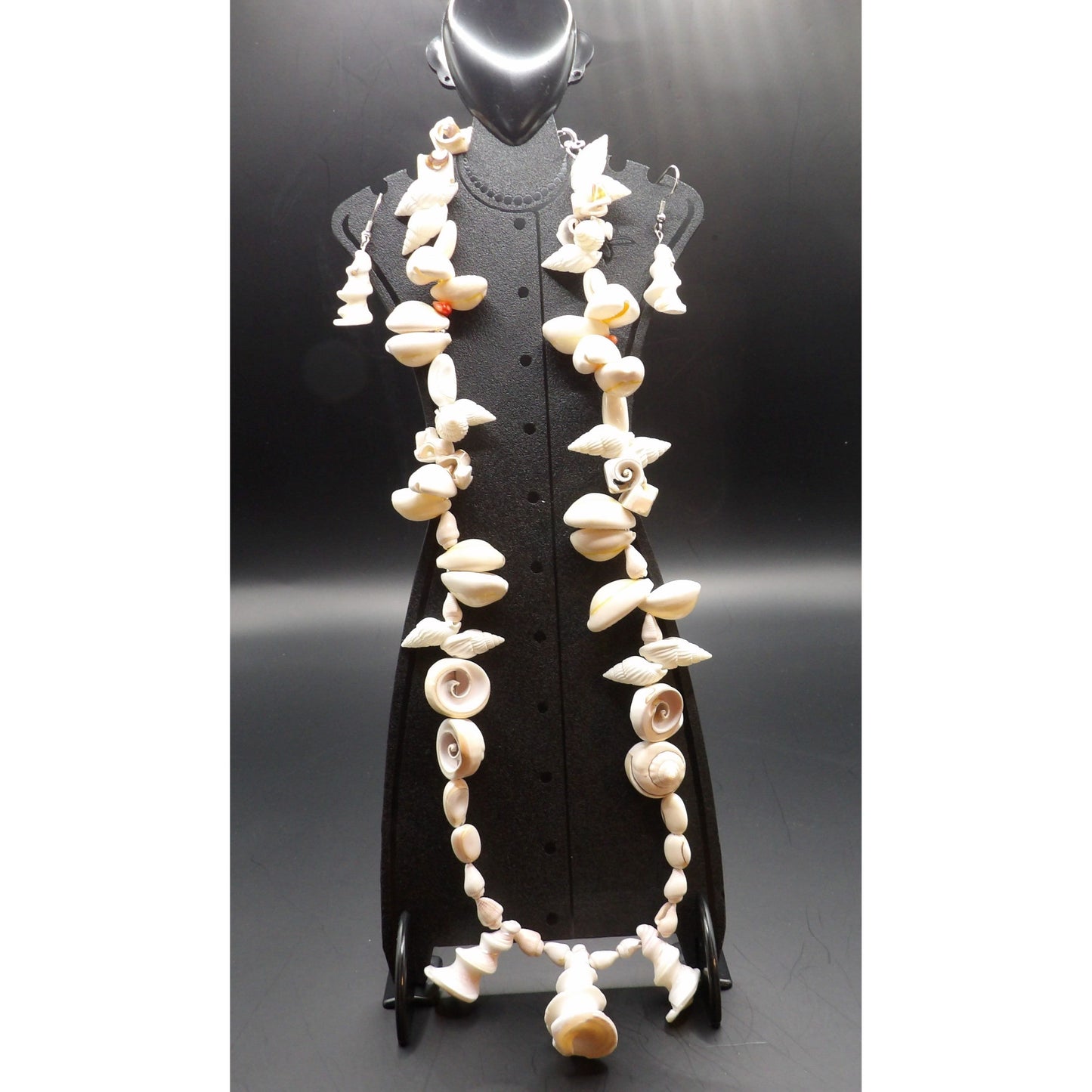 JS13 Spiral Shell Necklace with Matching Earrings