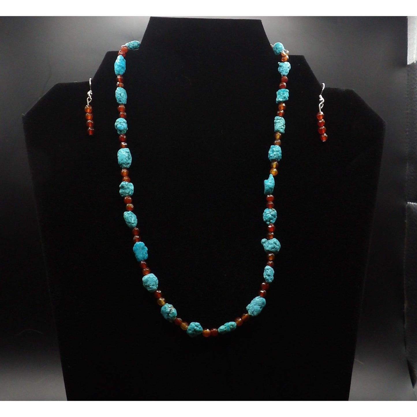 JS16 Rough Cut Turquoise w/Carnelian w/ Earrings