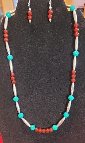 JS25 Turquoise and Carnelian with ss Tubes