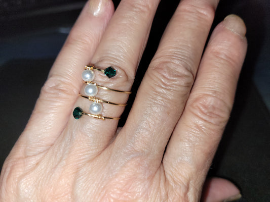 R - Pearl and Emerald Ring