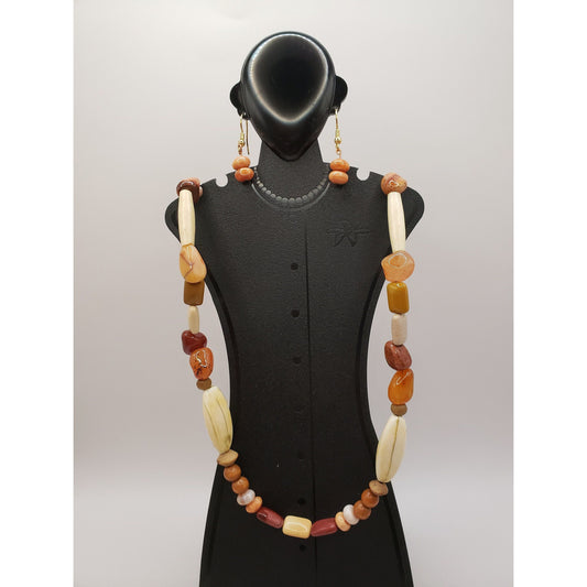 JS14  Mookaite Jasper Cushion Stones Necklace