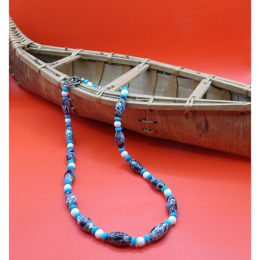JS21   Snowflake Obsidian with Mother of Pearl