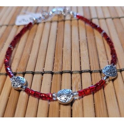 Red Crystal w/oval beads - Bracelet