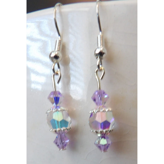 E26 - Clear & Lilac Crystals                                                                                                                                                    Clear & Lilac Crystals - Earrings