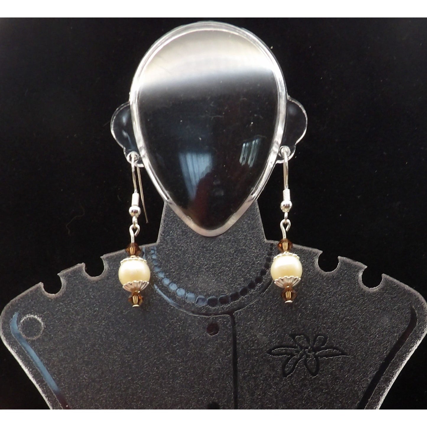 E16 - Pearls with Topaz Crystals - Earrings