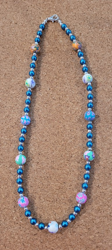 N33  -  Multi Color Beads with blue and silver spacers