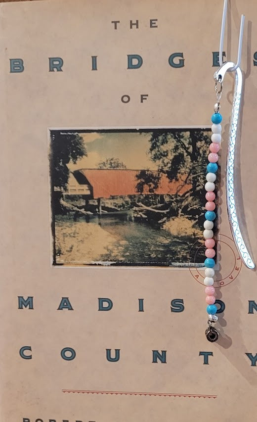 Book Marker - Pink, Blue & White Beads