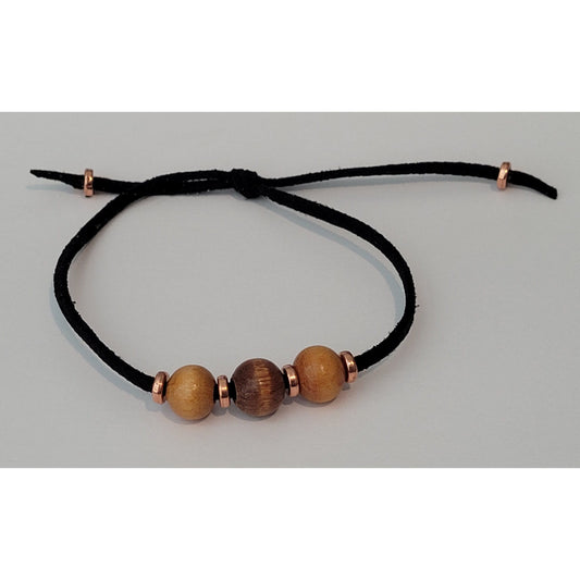 B1 Wooden Beads with Leather Band