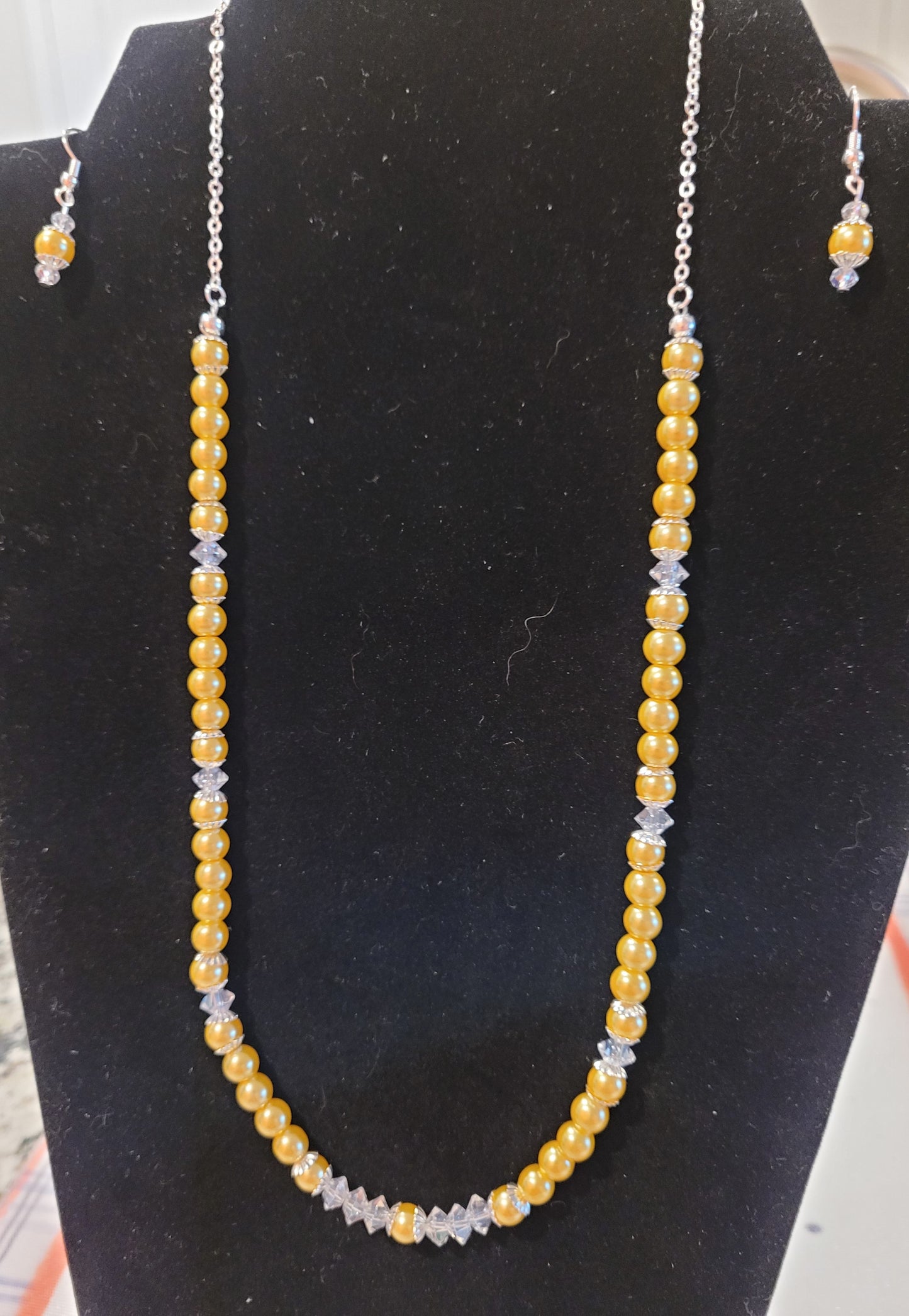 Bridal Set - Yellow Glass Pearls 2 Piece Set - Great for Bridesmaid