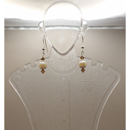 E16 - Pearls with Topaz Crystals - Earrings