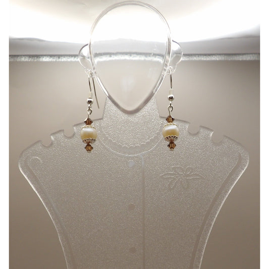 E16 - Pearls with Topaz Crystals - Earrings