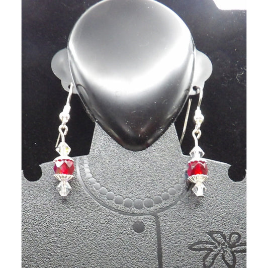 E29  Red & Clear Crystals Earrings