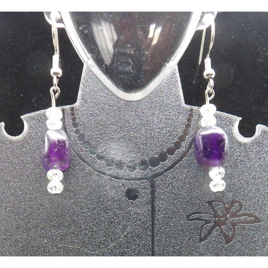 E34 - Amethyst and Crystal Earrings