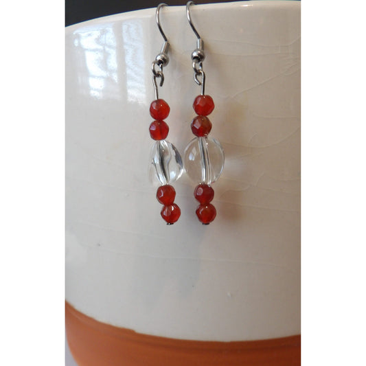 E7 - Vintage Glass Beads with Red Crystal Beads