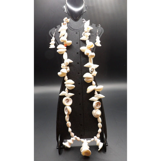 JS13  Spiral Shell Necklace with Matching Earrings