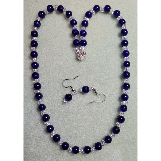 JS7 - Blue Cat Eyes with Crystal Offset Set
