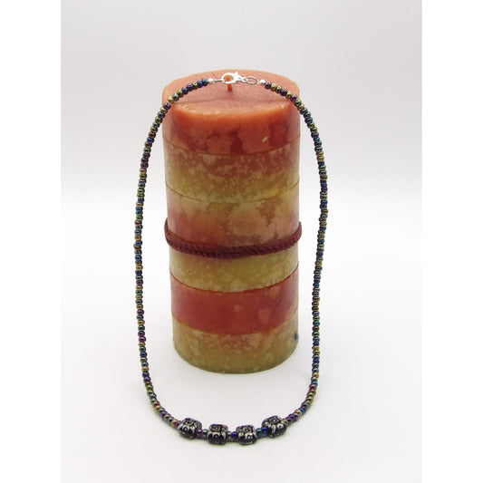 N3 - Black & Silver SQ Beads w/ Multi Colored Beads