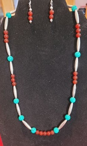 Turquoise and Carnelian with ss Tubes