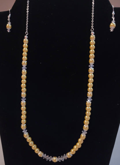 Bridal Set - Yellow Glass Pearls 2 Piece Set - Great for Bridesmaid