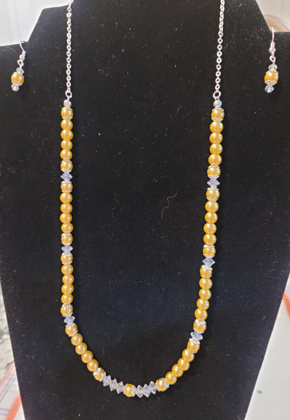 Bridal Set - Yellow Glass Pearls 2 Piece Set - Great for Bridesmaid