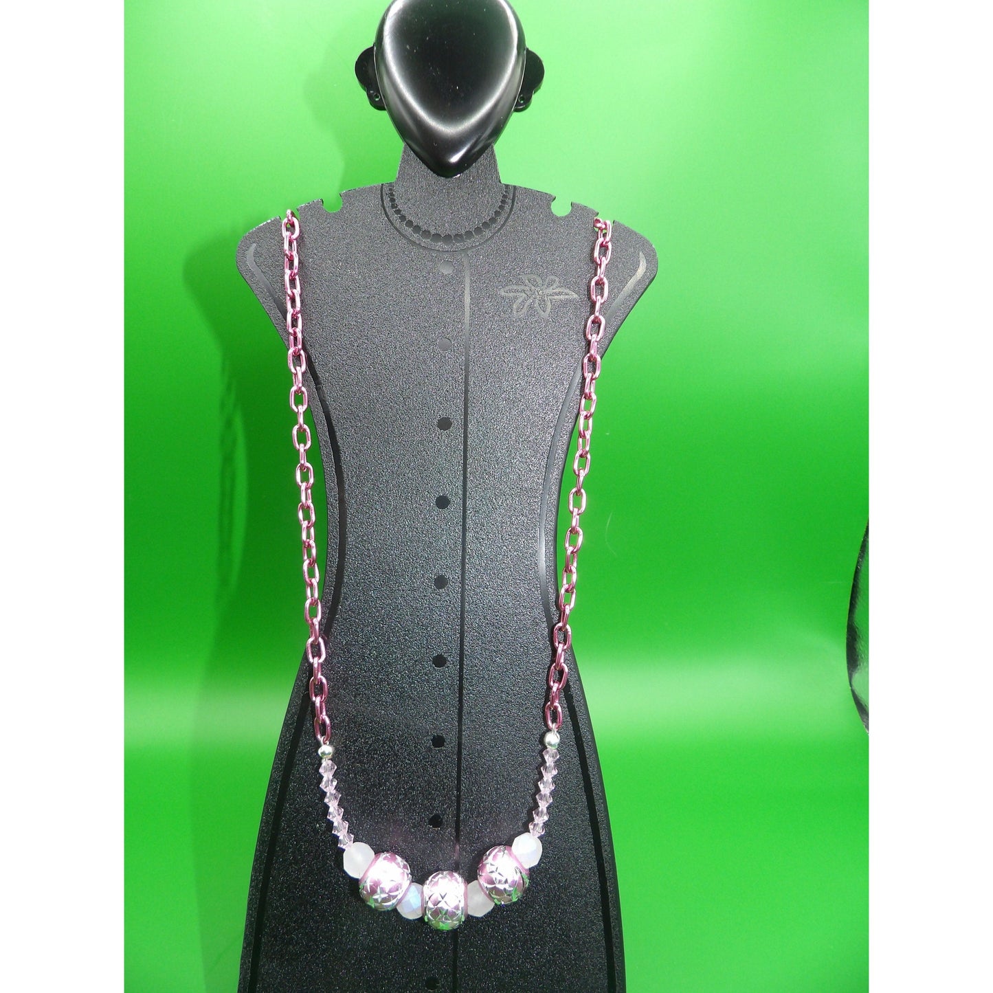 N8  Pink Aluminum Beads and Crystals